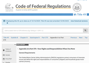 Appendiz a to Code of Regulations Part 375